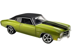 1970 Chevrolet Chevelle SS Restomod Citrus Green Metallic with Black Stripes and Black Vinyl Top Limited Edition to 258 pieces Worldwide 1/18 Diecast