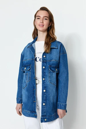 Trendyol Indigo Denim Pocket Detailed Denim Jacket