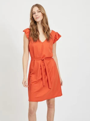 Orange dress with tie VILA Wandera - Women