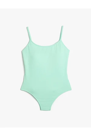 Koton U-Neck Strappy Tissued Basic Swimsuit