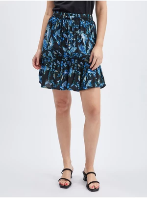 Orsay Modro-černá dámská květovaná sukně - Dámské