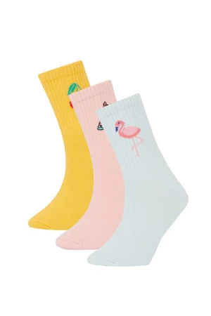 DEFACTO Girls' Cotton 3 Pack Long Socks