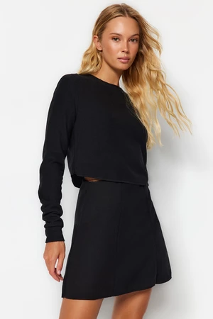Trendyol Black A-Line With Stitching Detail/A bell-shaped Formal Thessaloniki/Knitwear Look Mini Knit Skirt