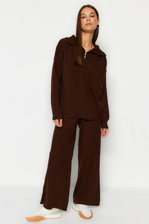 Trendyol Brown, Wide fit Knitwear Top and Bottom Set