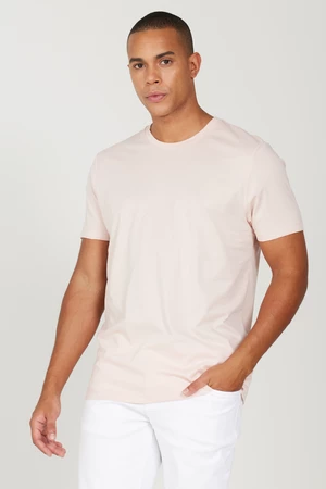 AC&Co / Altınyıldız Classics Men's Pale Pink 100% Cotton Slim Fit Slim Fit Crew Neck Short Sleeve T-Shirt