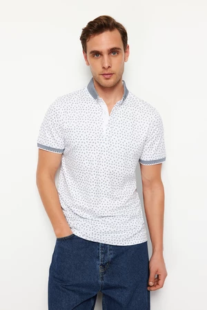 Trendyol White Regular/Regular Fit Patterned Polo Neck T-shirt