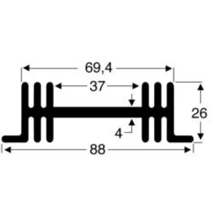 Chladič Fischer Elektronik SK 36 50 SA, 88 x 26 x 50 mm, 3,8 kW