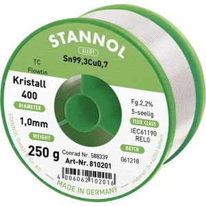 Stannol Ecology TC spájkovací cín bez olova cievka Sn99,3Cu0,7 250 g 1 mm