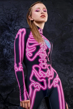 Pink Neon Skeleton Costume, Woman Halloween Costume, Halloween Costume Adult, Sexy Skeleton Bodysuit