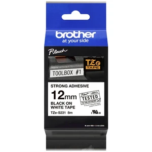 páska extra lepiaca  Brother TZe, TZ TZe-S231  Farba pásky: biela Farba písma:čierna 12 mm 8 m
