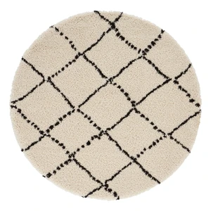 Béžovo-čierny koberec Mint Rugs Hash, ⌀ 120 cm