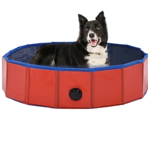 [EU Direct] vidaxl 170822 Foldable Dog Swimming Pool Red 80x20 cm PVC Puppy Bath Collapsible Bathing for Cats Playing Ki