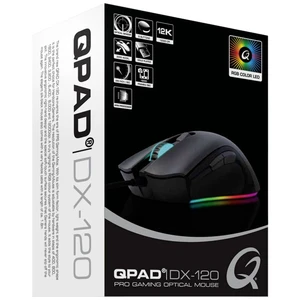 QPAD DX120 herná myš USB optická čierna, RGB 6 null 12000 dpi podsvietenie