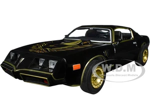 1980 Pontiac Firebird Trans Am T/A Turbo 4.9L Starlite Black with Golden Eagle Hood and Stripes 1/24 Diecast Model Car by Greenlight