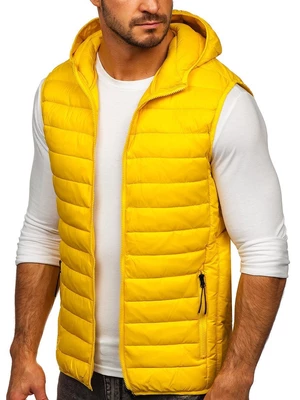 Žlutá pánská prošívaná vesta s kapucí Bolf HDL88002