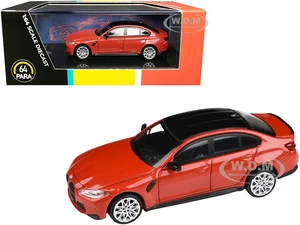 BMW M3 (G80) Toronto Red Metallic with Black Top 1/64 Diecast Model Car by Paragon Models