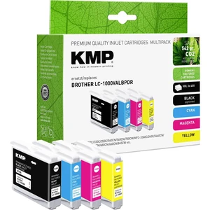 KMP Ink cartridge náhradný Brother LC1000BK, LC1000C, LC1000M, LC1000Y kompatibilná balenie po 4 ks čierna, zelenomodrá,