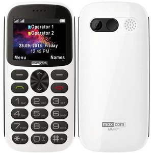 Mobilný telefón MaxCom MM471 (MM471BI) biely tlačidlový telefón • 2,2" uhlopriečka • TFT displej • 220 × 176 px • zadnej fotoaparát 2 Mpx • Dual SIM •