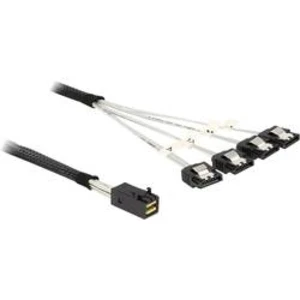 Připojovací kabel pro pevné disky Delock [1x Mini SAS zásuvka (SFF-8643) - 4x SATA zástrčka 7-pólová], 0.50 m, černá