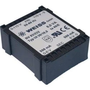 Plochý transformátor Weiss UI 30, 230 V/2x 12 V, 2x 250 mA, 6 VA