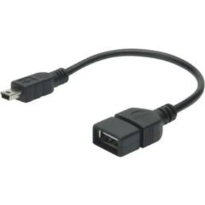 Kabel USB 2.0, USB mini B/USB zásuvka A, 0,2 m, Digitus