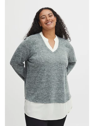 Sivý dámsky sveter s košeľovou vložkou Fransa - ŽENY