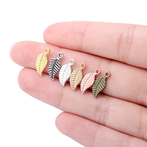 50pcs 14*6mm New Product 6 colors small leaves Charms Necklace Pendant Bracelet Jewelry Making Handmade Crafts diy Supplies