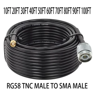 30ft 50ft 100feet RG58 TNC male To SMA male plug connector ham CB radio antenna RF pigtail coax coaxial Cable Wifi jumper 50ohm