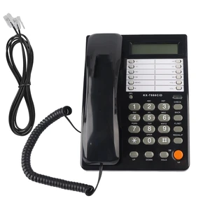 Home Hotel Wired Corded Desktop Wall Phone Office Landline Telephone Black DTMF/FSK