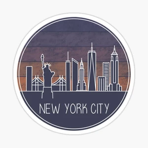 New York City Skyline 5PCS Stickers for Print Art Bumper Cute Cartoon Laptop Anime Home Window Background Funny Decorations