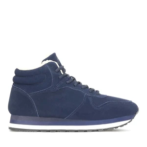 Granatowe skórzane sneakersy męskie