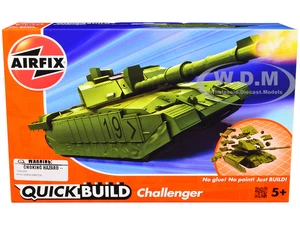 Skill 1 Model Kit Challenger Tank Green Snap Together Painted Plastic Model Tank Kit by Airfix Quickbuild