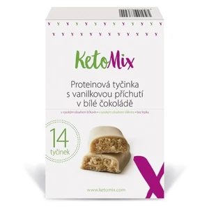 KETOMIX Proteinová tyčinka s vanilkovou příchutí v bílé čokoládě 14 kusů