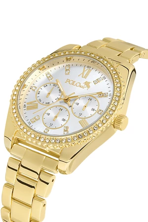 Polo Air Luxury Stone Detailed Women's Wristwatch Yellow Color