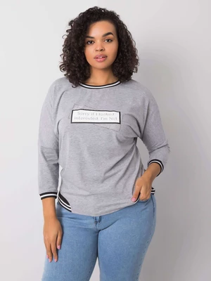 Grey melange lady's blouse with application