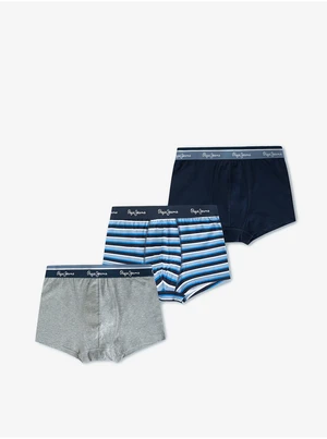 Set of three men's boxer shorts in grey and blue Pepe Jeans Judd - Men