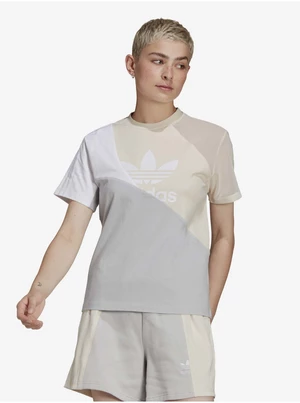 Beige-gray adidas Originals T-Shirt - Women