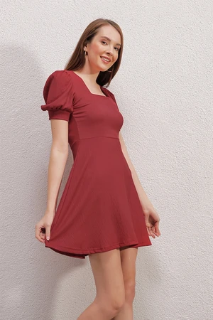 Bigdart 2339 Square Collar Knitted Dress - Red