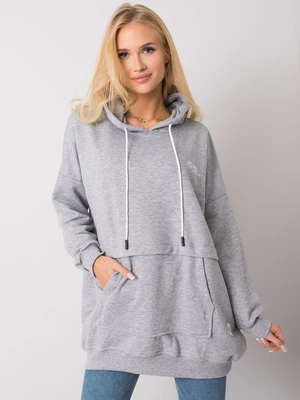 Grey melange women's kangaroo sweatshirt