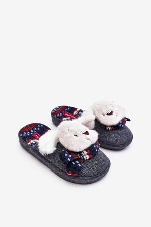 Children's slippers with thick soles with Grey Dasca bear