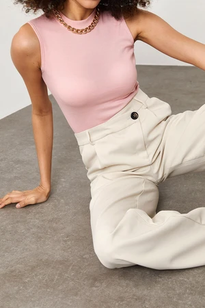 XHAN Women's Pink Crew Neck Camisole Blouse