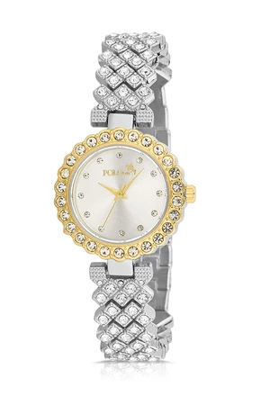 Polo Air Luxury Stone Elegant Women's Wristwatch Yellow-Silver Color