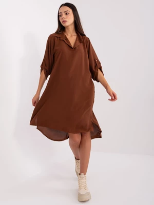 Brown oversized shirt dress