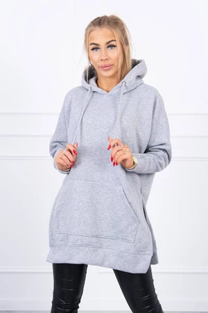 Insulated sweatshirt with slits on the sides of gray color