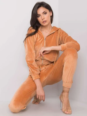 Velour set Maddalena with camel