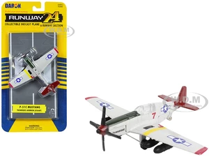North American P-51C Mustang Fighter Aircraft Gray "Tuskegee Airmen-United States Army Air Force" with Runway Section Diecast Model Airplane by Runwa