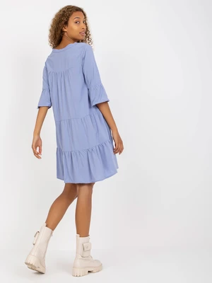 Light blue dress with frills and 3/4 sleeves SUBLEVEL