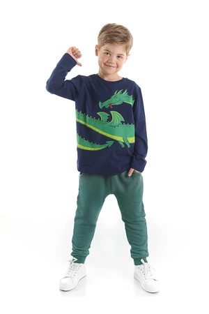 Mushi Dragon Boy Kid's Navy Blue T-shirt and Khaki Pants Suit
