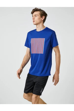 Koton Sports T-Shirt with Stripe Print Crew Neck Breathable Fabric.