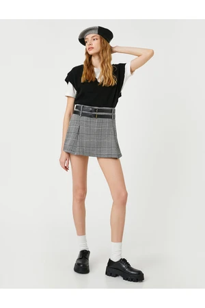 Koton Women's Black Plaid Skirt